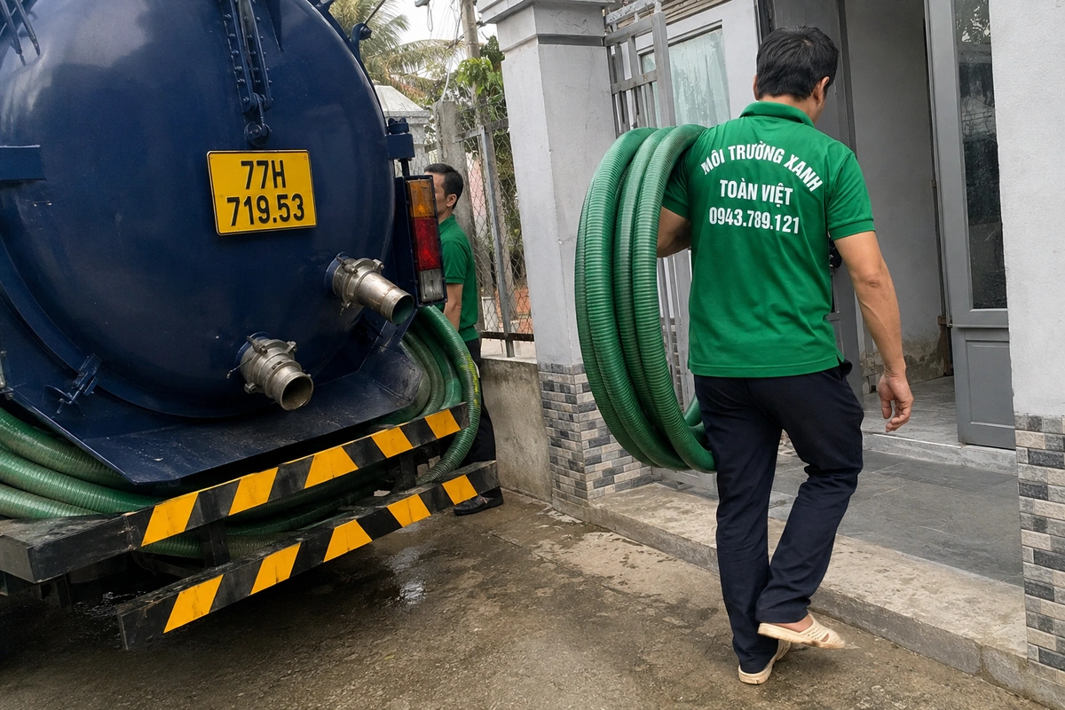 Hút hầm cầu Hoài Ân 24/7 | Môi Trường Xanh Toàn Việt 7 Xe hút hầm cầu Môi Trường Xanh Toàn Việt tại Bình Định