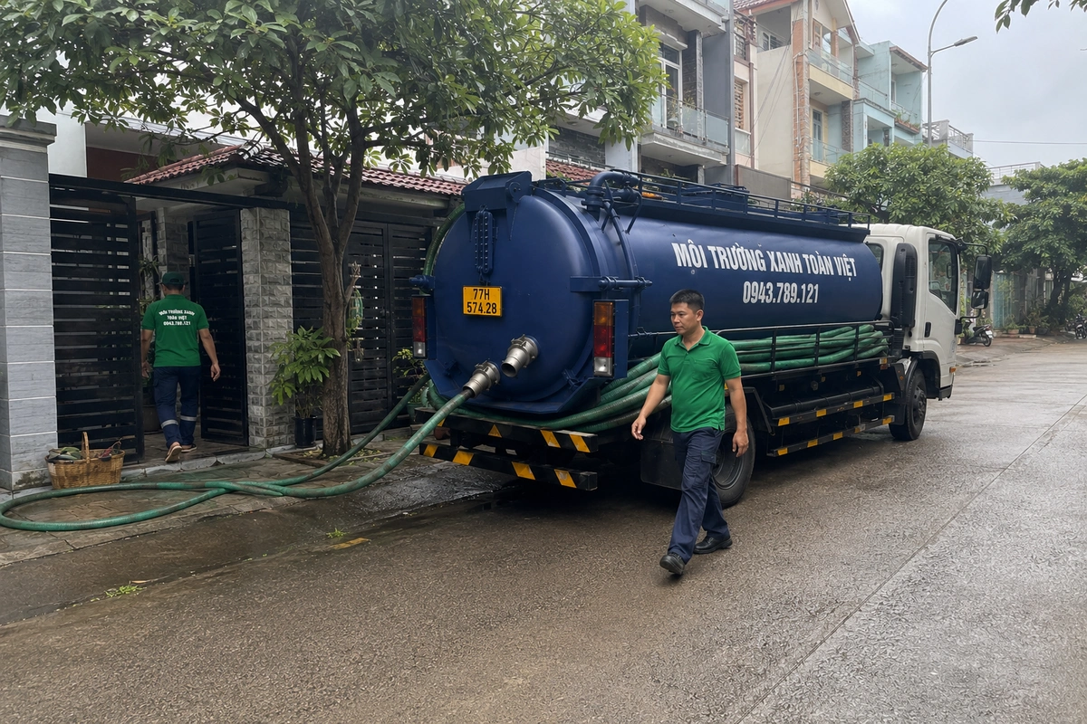 Xe hút hầm cầu Môi Trường Xanh Toàn Việt tại Bình Định
