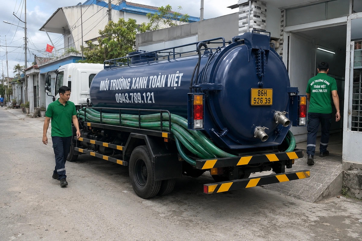 Hút Hầm Cầu Đức Linh theo m³, Ký Nghiệm Thu | 24/7 8 Xe hút hầm cầu Môi Trường Xanh Toàn Việt tại Bình Thuận