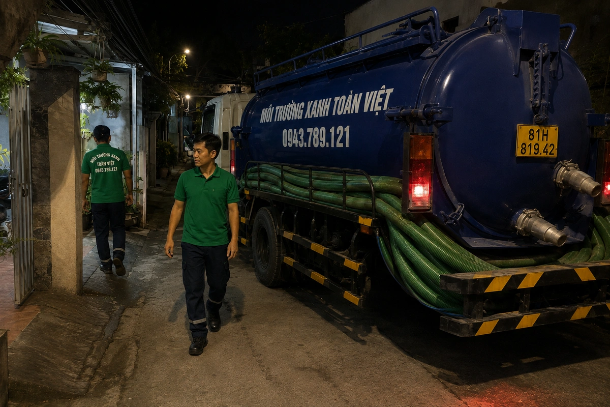 Hút hầm cầu Chư Pưh 24/7, xe hút tới tận nơi nhanh 8 Xe hút hầm cầu vào tận đường nhỏ khu dân cư tại Gia Lai