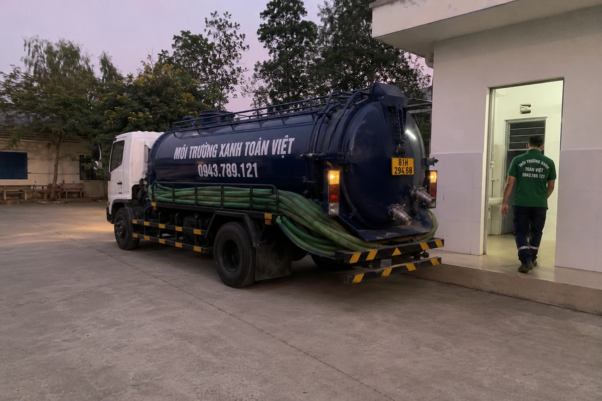 Hút hầm cầu Chư Pưh 24/7, xe hút tới tận nơi nhanh 7 Xe hút hầm cầu Môi Trường Xanh Toàn Việt tại Gia Lai