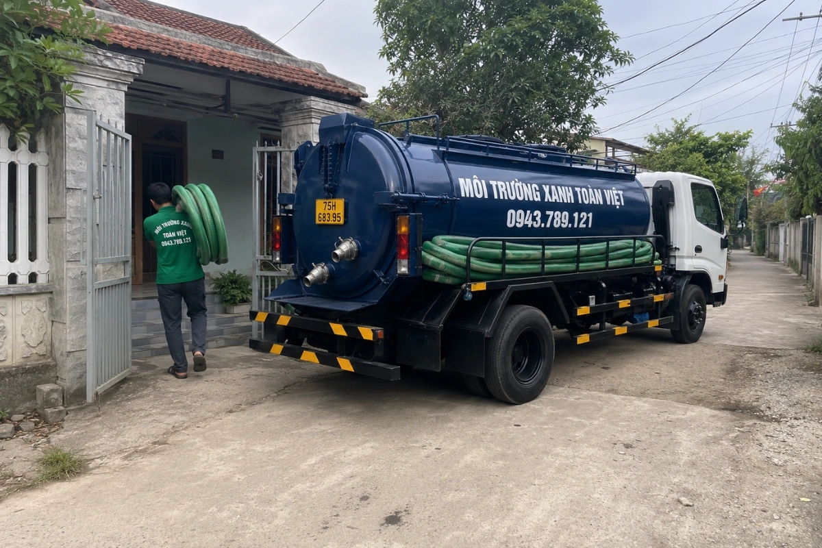 Xe hút hầm cầu Môi Trường Xanh Toàn Việt tại Huế