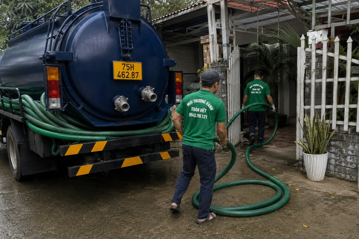 Xe hút hầm cầu Môi Trường Xanh Toàn Việt tại Huế