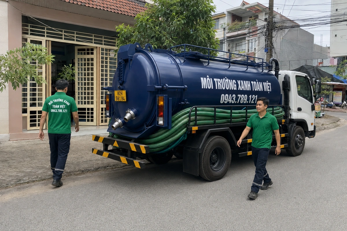 Hút Hầm Cầu Đắk Tô Kon Tum 24/7, Báo Giá Theo Khối Và Khối 12 Xe hút hầm cầu Kon Tum của Môi Trường Xanh Toàn Việt