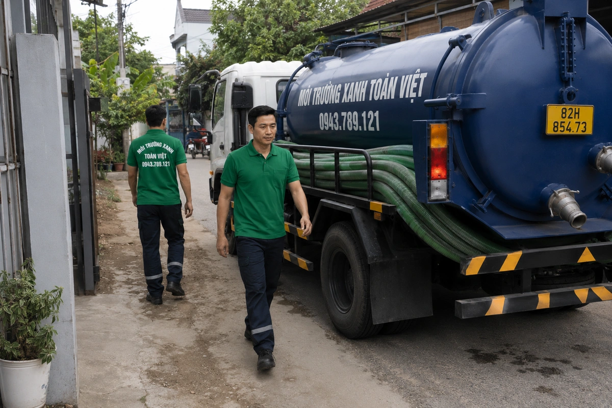 Xe hút hầm cầu của Môi Trường Xanh Toàn Việt tại Kon Tum