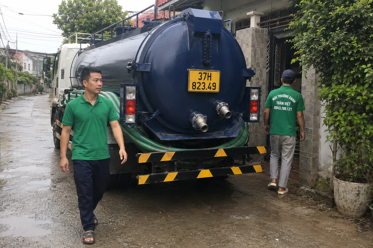 Xe hút hầm cầu Môi Trường Xanh Toàn Việt tại Nghệ An