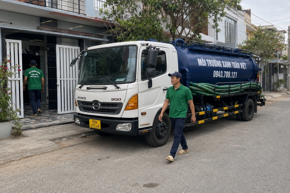 Hút Hầm Cầu Phan Rang: Xe To Vào Hẻm Nhỏ Xử Lý Sao? 4 Cách 11 Xe hút hầm cầu đậu trên đường ven biển tại Ninh Thuận