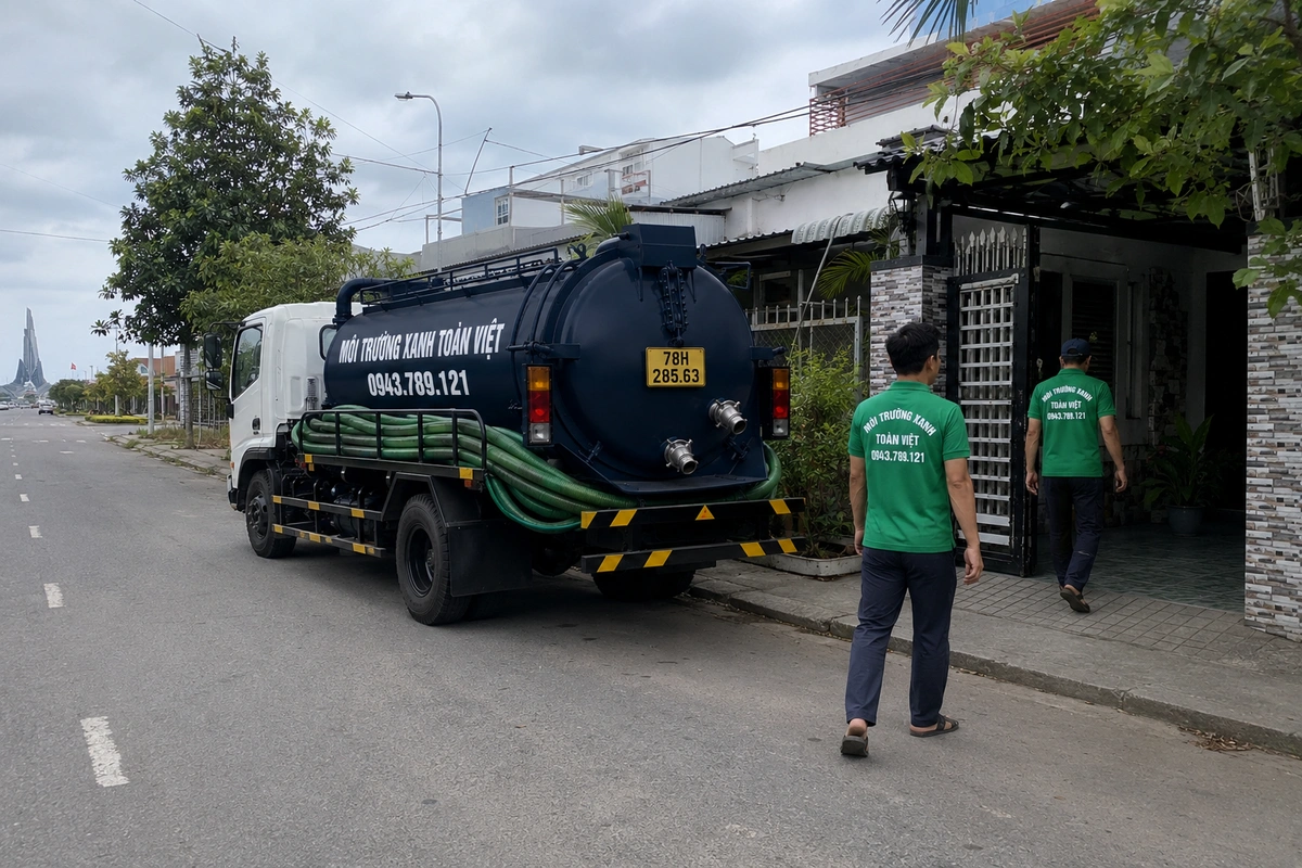 Hút Hầm Cầu Tuy Hòa: Cửa Sông Đà Rằng, 4 Lưu Ý Mùa Lũ 12 Xe hút hầm cầu trên đường vào khu dân cư tại Phú Yên