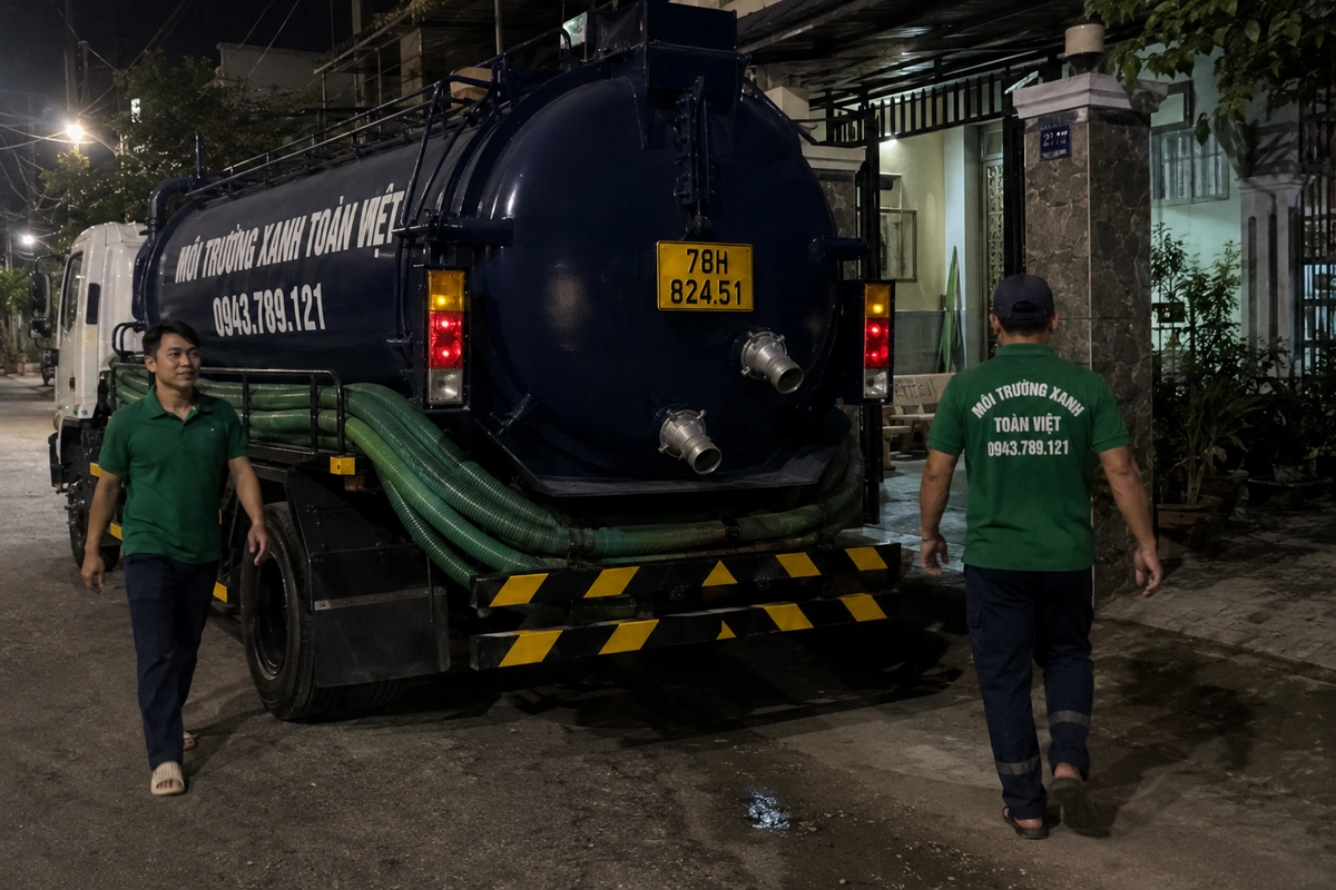 Hút Hầm Cầu Tây Hòa 24/7 | Xử Lý Theo Hiện Trạng 14 Xe hút hầm cầu vào tận đường nhỏ khu dân cư tại Phú Yên