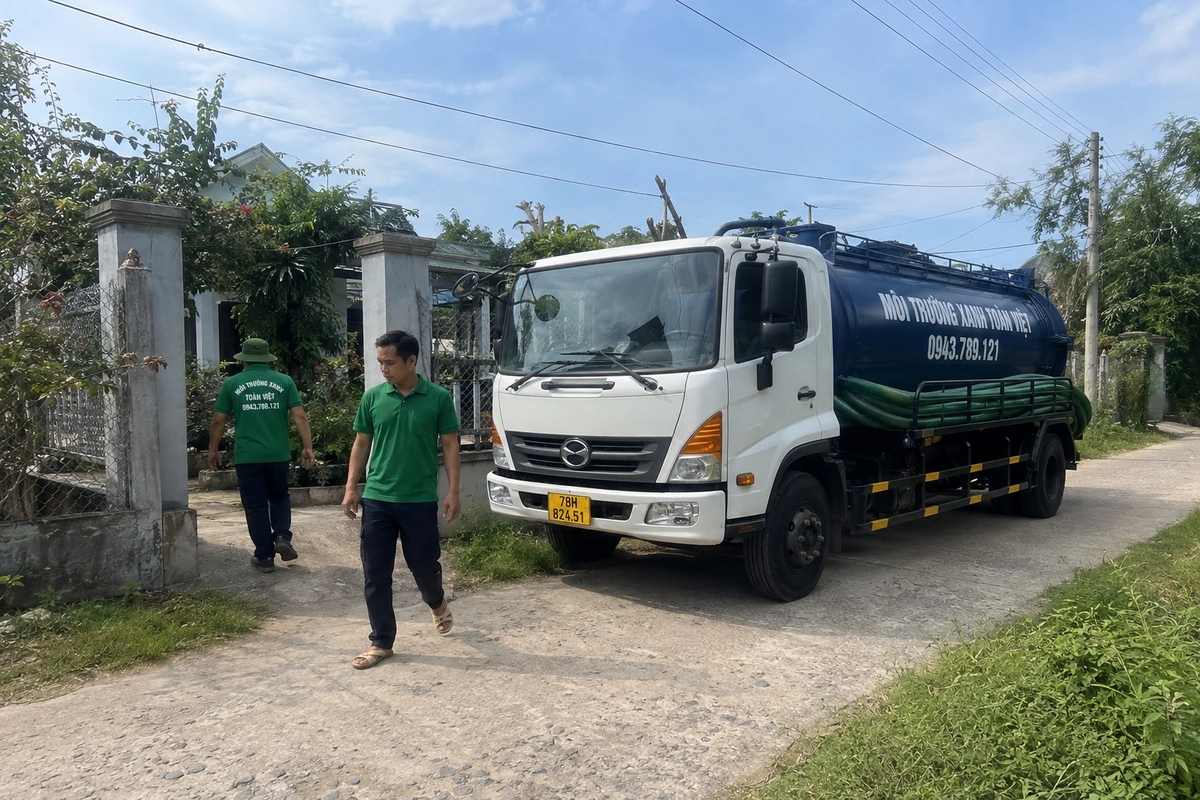 Hút Hầm Cầu Tây Hòa 24/7 | Xử Lý Theo Hiện Trạng 9 Xe hút hầm cầu Môi Trường Xanh Toàn Việt tại Phú Yên