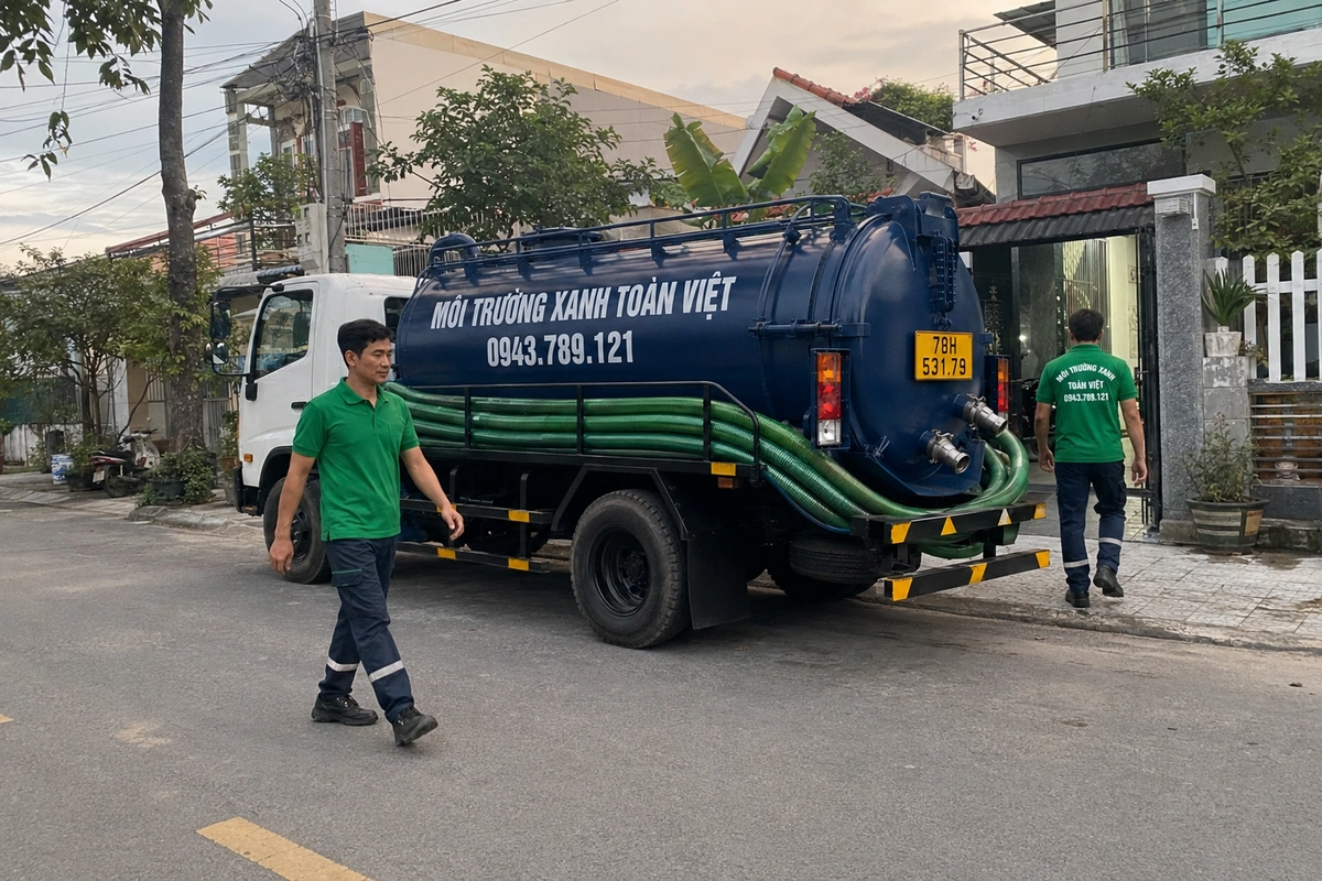 Hút Hầm Cầu Phú Hòa Phú Yên: 5 Dấu Hiệu Cần Hút Ngay 10 Xe hút hầm cầu Môi Trường Xanh Toàn Việt tại Phú Yên