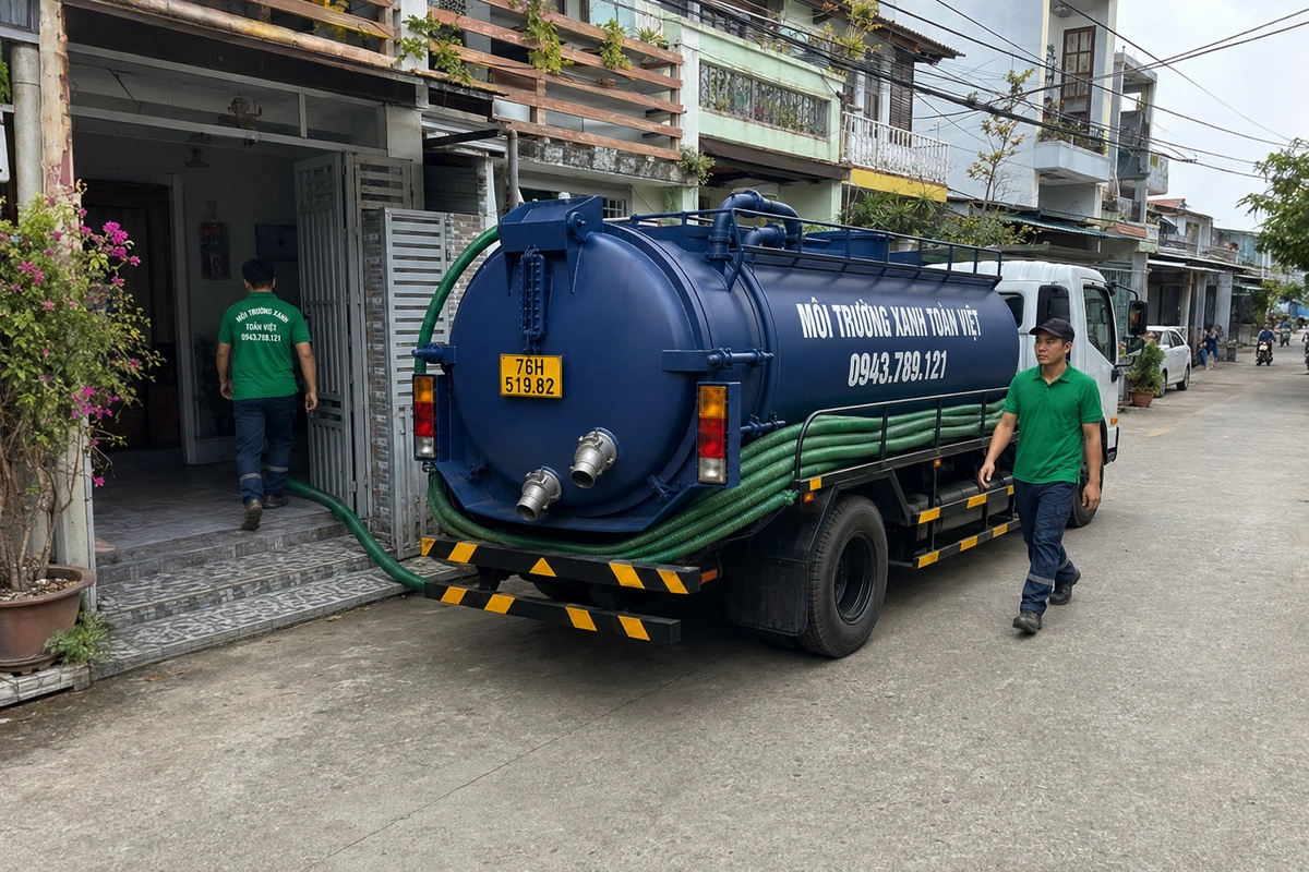 Xe hút hầm cầu Môi Trường Xanh Toàn Việt tại Quảng Ngãi