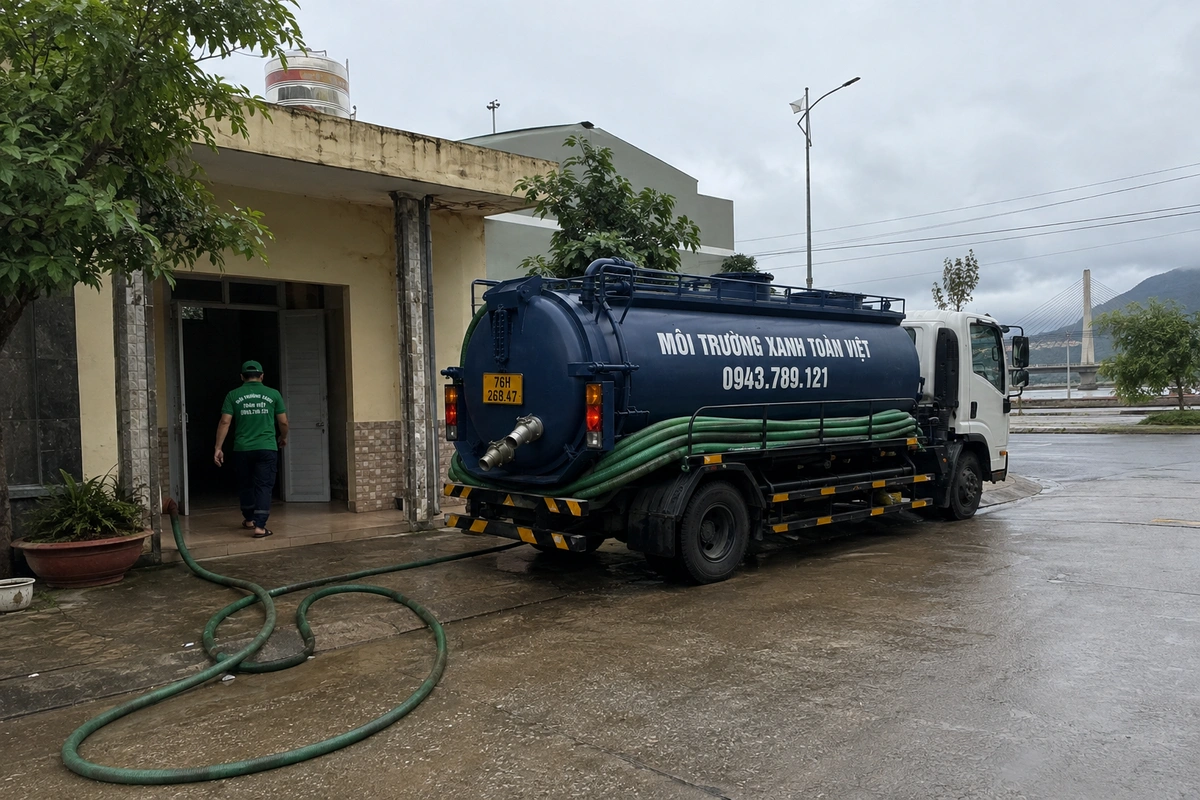 Hút Hầm Cầu Sơn Hà 24/7, Báo Giá Theo Khối | Vùng Cao Quảng Ngãi 7 Xe hút hầm cầu Môi Trường Xanh Toàn Việt tại Quảng Ngãi