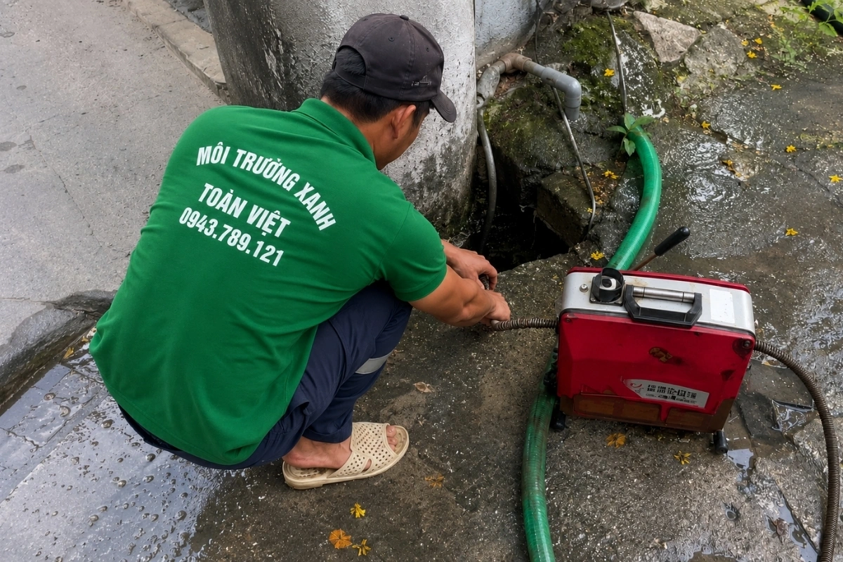 Xử lý đường cống bị đọng cát và bùn