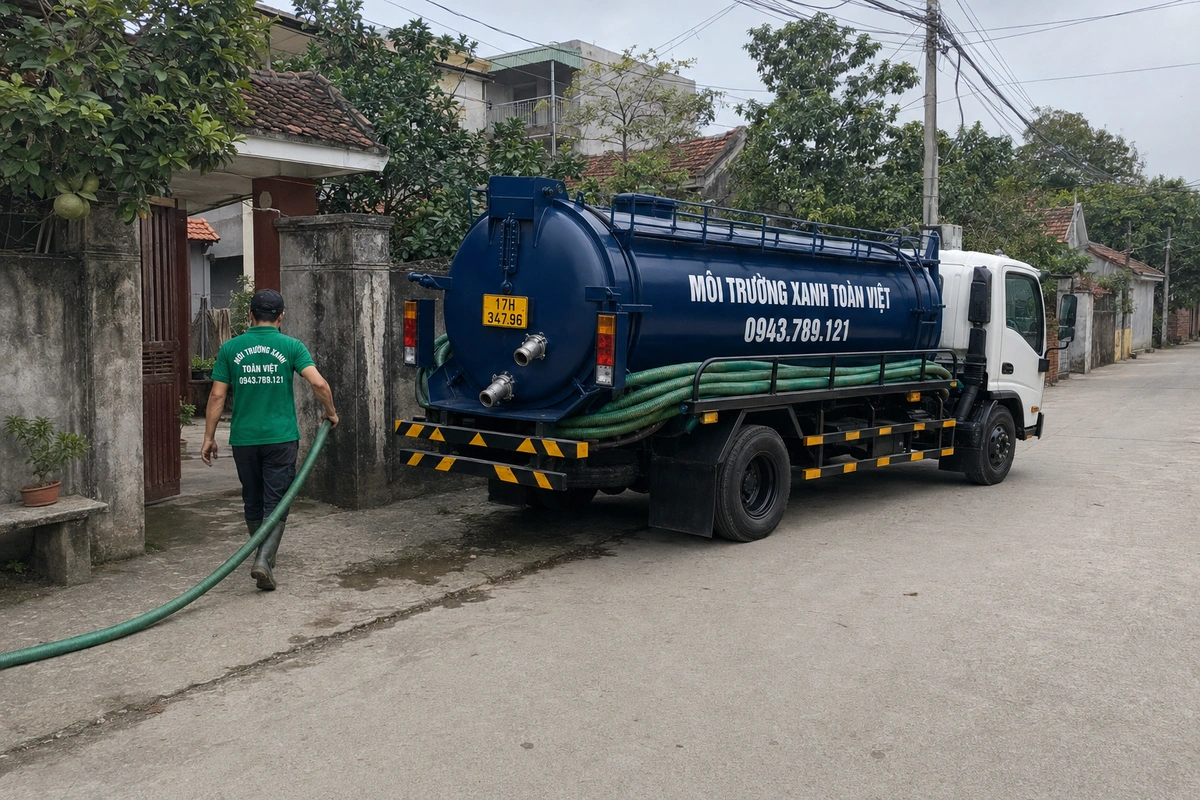 Hút Bể Phốt Tại Hưng Hà Thái Bình 24/7, Có Hóa Đơn 6 Xe hút bể phốt chuyên dụng chuẩn bị phục vụ công trình