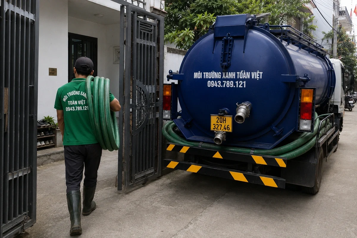 Hút Bể Phốt Tại Phú Lương | Báo Rõ | Xanh Toàn Việt 7 Xe hút bể phốt chuyên dụng chuẩn bị phục vụ công trình