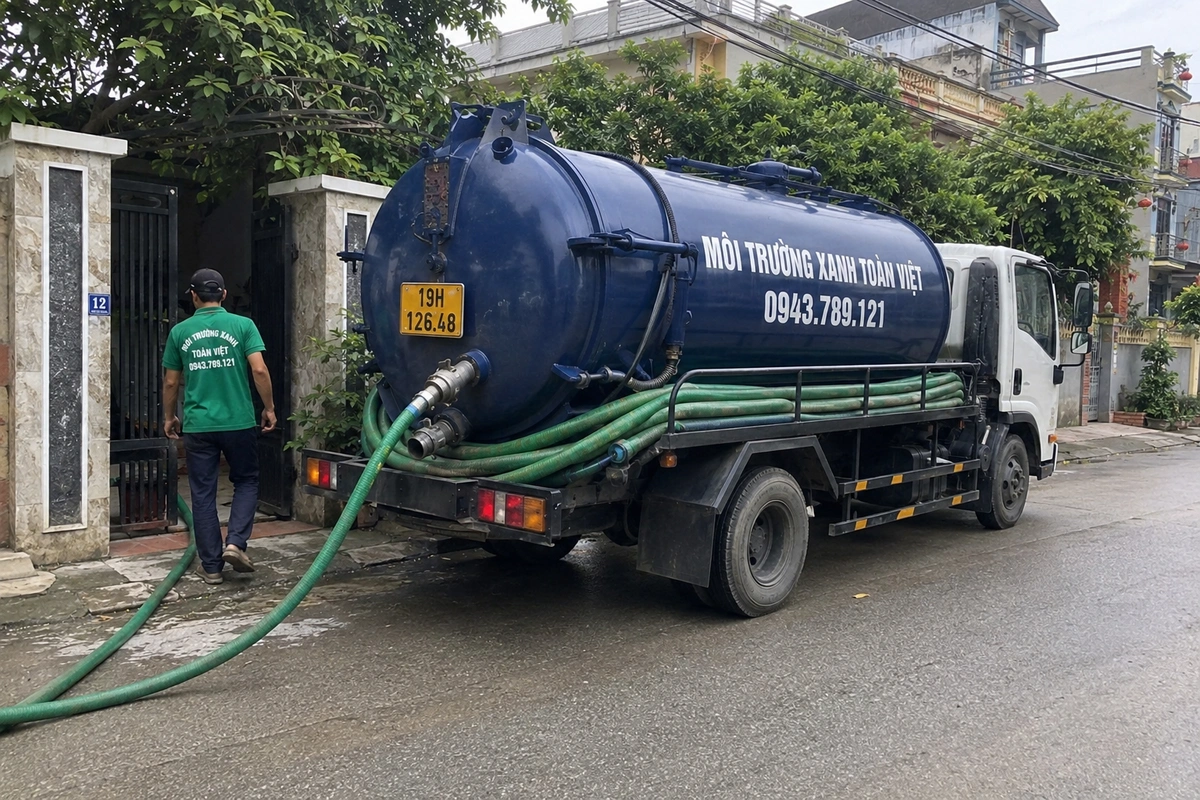 Hút Bể Phốt Tại Phù Ninh 24/7 | Môi Trường Xanh Toàn Việt 6 Xe hút bể phốt chuyên dụng chuẩn bị phục vụ công trình