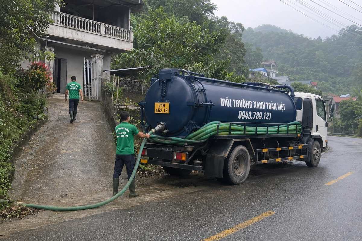 Hút Bể Phốt Tại Lục Yên 24/7, Báo Giá Theo Khối Và Khối 6 Xe hút bể phốt chuyên dụng chuẩn bị phục vụ công trình