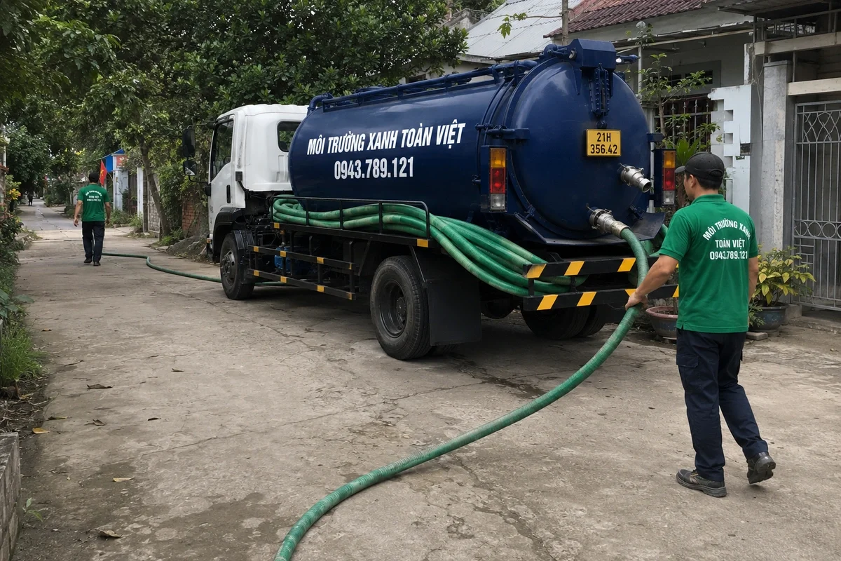 Hút Bể Phốt Tại Văn Chấn | Đo Khối Rõ | Xanh Toàn Việt 7 Xe hút bể phốt chuyên dụng chuẩn bị phục vụ công trình