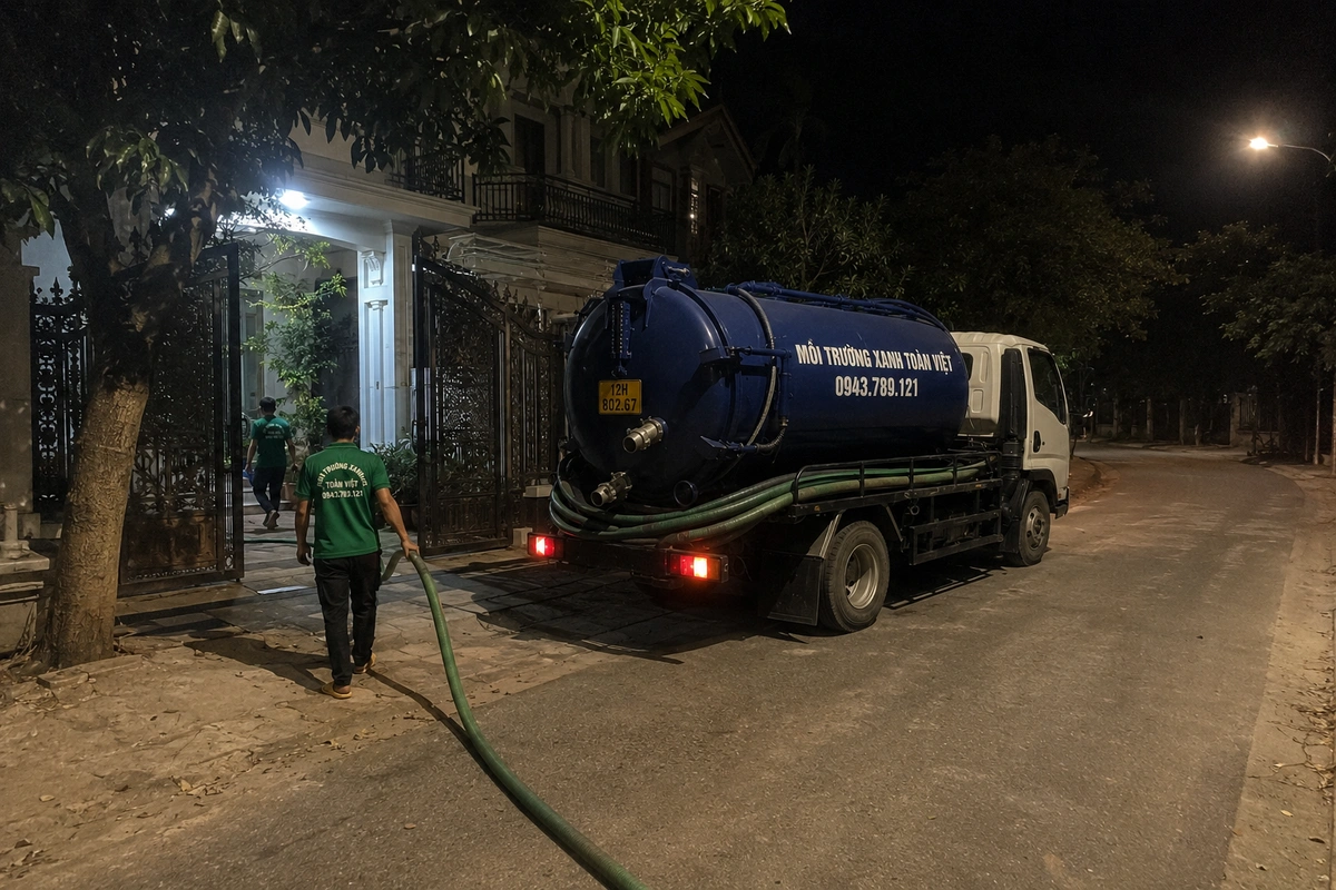 Hình ảnh thực tế trong quá trình phục vụ hút bể phốt