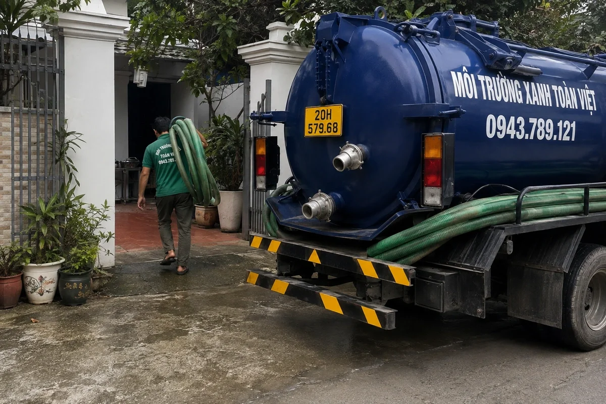 Hút Bể Phốt Tại Võ Nhai | Kiểm Tra Bể | Xanh Toàn Việt 10 Xe hút bể phốt chuyên dụng cùng đường ống phục vụ công trình