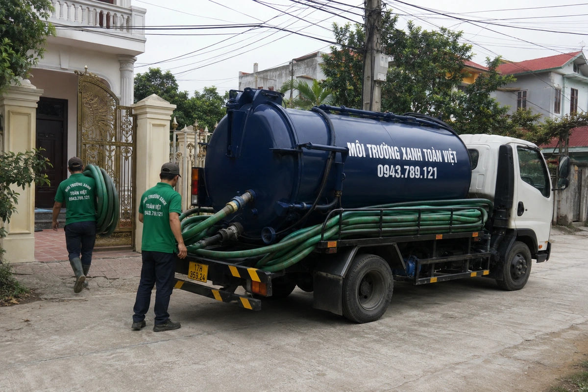 Hút Bể Phốt Tại Vũ Thư Thái Bình 24/7, Báo Giá Trước 10 Xe hút bể phốt làm việc tại khu dân cư