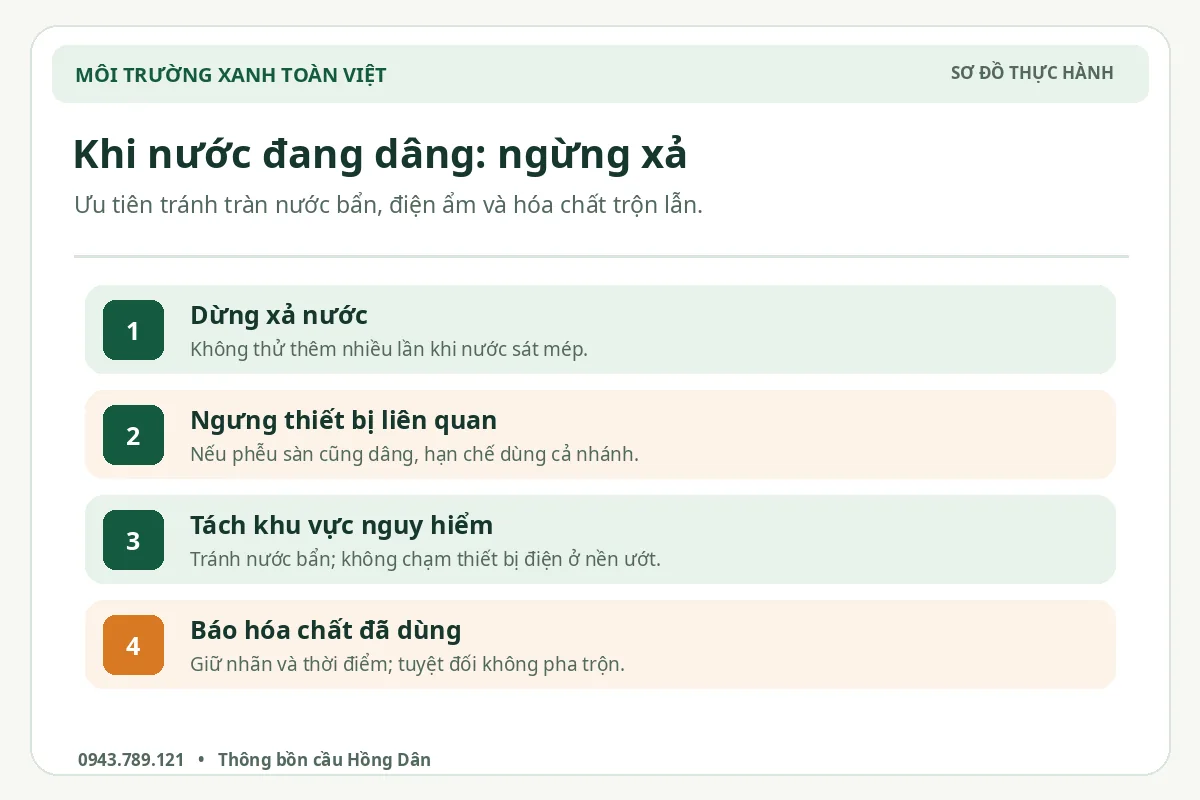 Trình tự an toàn khi bồn cầu dâng nước