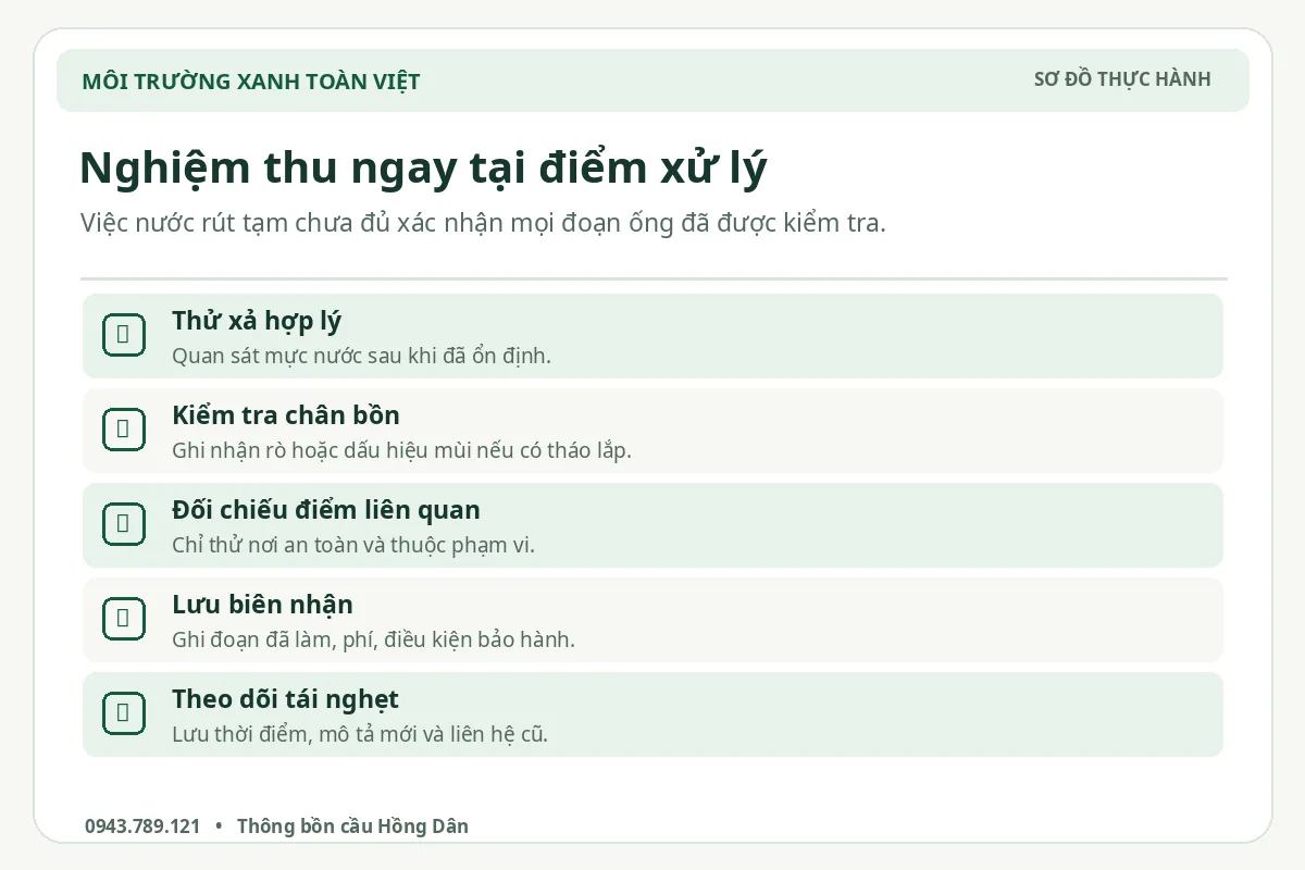 Năm điểm nghiệm thu sau thông bồn cầu