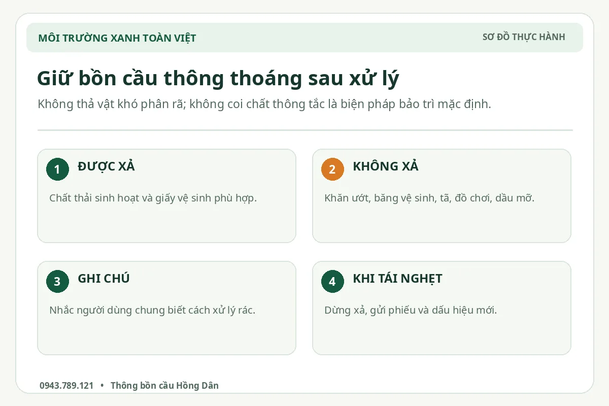 Sơ đồ sử dụng bồn cầu để giảm tái nghẹt