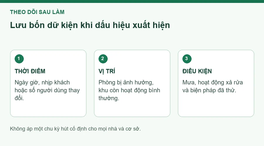 Sơ đồ ghi thời điểm, vị trí và điều kiện khi theo dõi hệ thống.