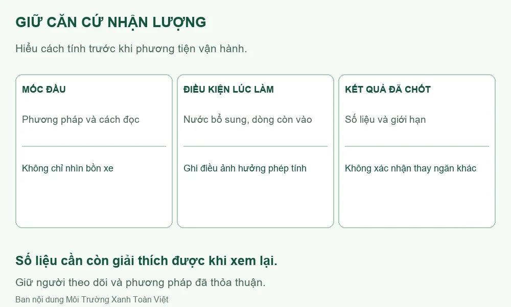 Sơ đồ căn cứ lượng hút qua mốc đầu, điều kiện trong lúc làm và kết quả đã chốt.