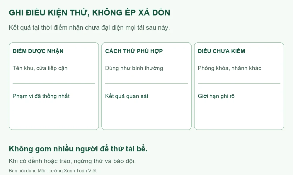 Sơ đồ nghiệm thu theo điểm đã nhận, điều kiện thử và giới hạn.