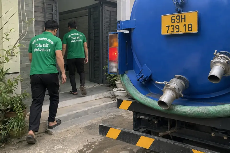 Nhân viên tại phía sau xe hút