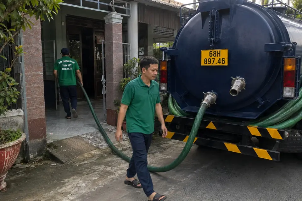 Nhân viên tại điểm nối sau xe
