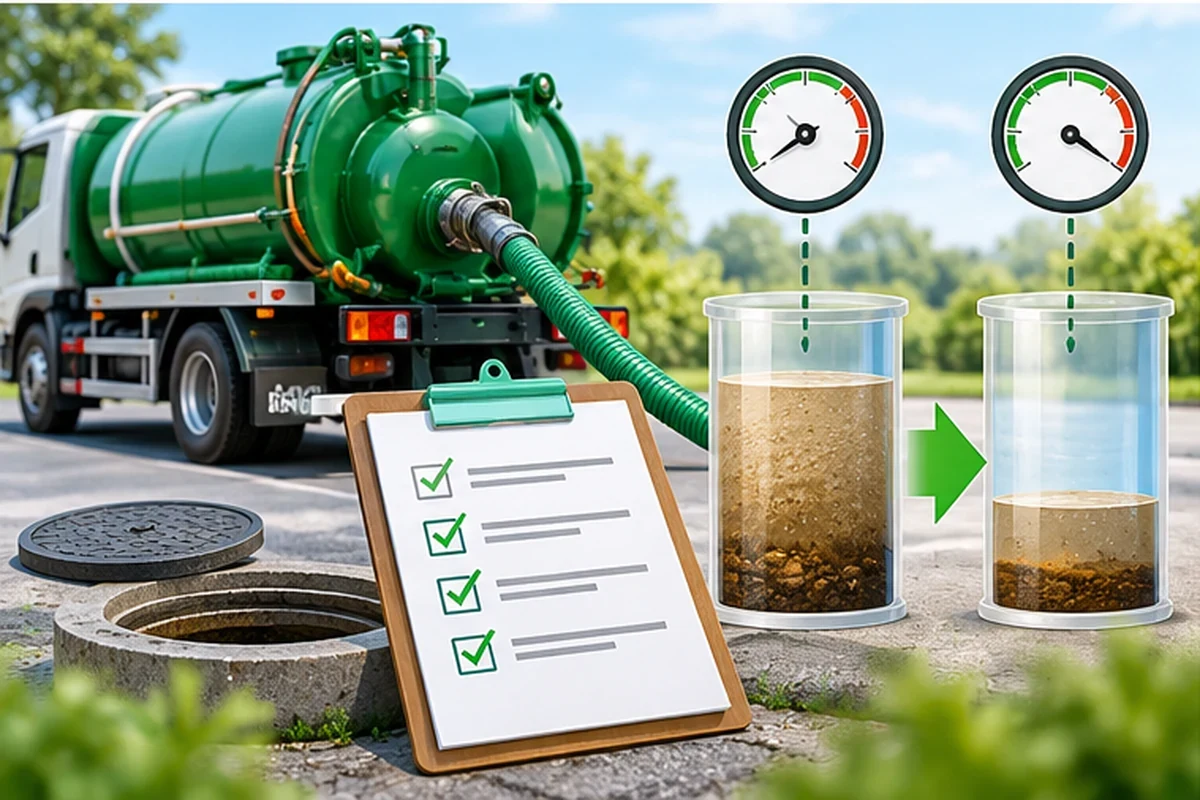 Hút hầm cầu Ngũ Hành Sơn giá rẻ uy tín | Toàn Việt 34 Xe bồn cùng bảng kiểm, cửa hầm và hai biểu đồ mức chứa dùng trong đối chiếu