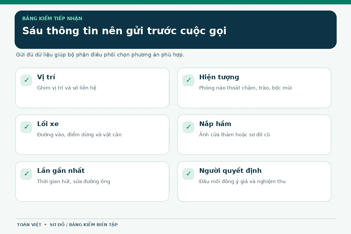Hút hầm cầu Ngũ Hành Sơn giá rẻ uy tín | Toàn Việt 31 Bảng kiểm sáu trường gồm vị trí, hiện tượng, lối xe, nắp hầm, lịch sử và người quyết định