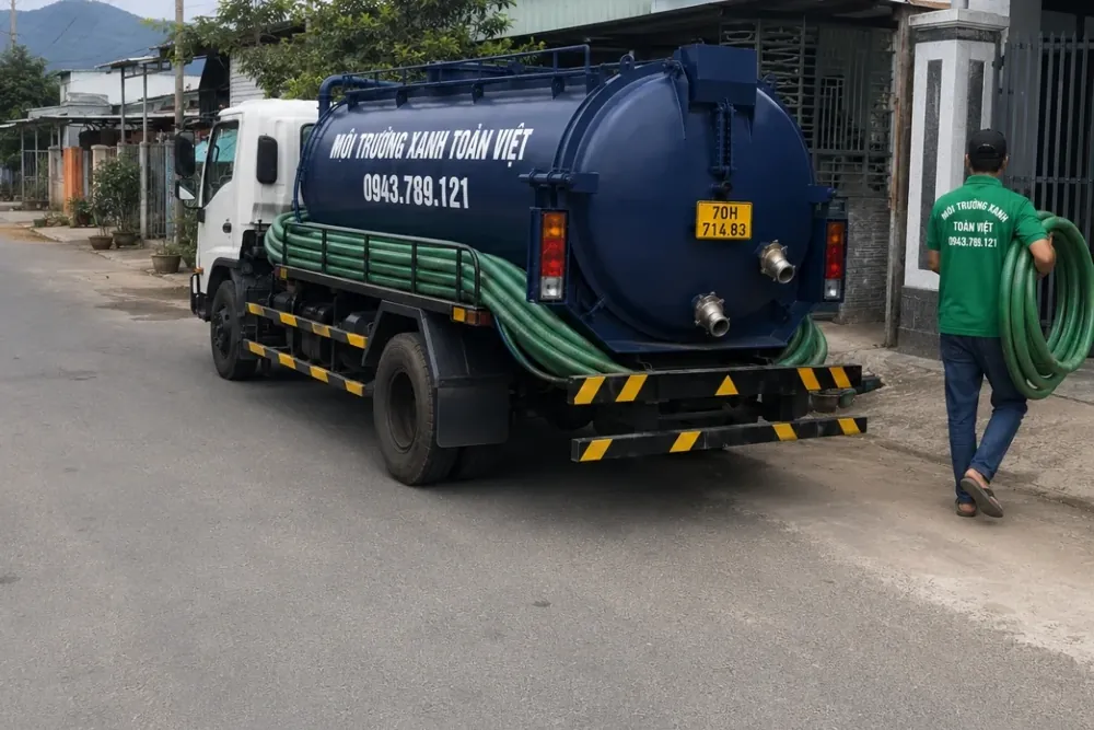 Xe hút hầm cầu chuyên dụng phục vụ khu dân cư