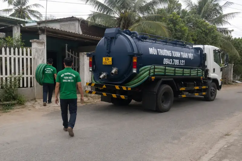 Xe bồn bố trí bên nhà dân
