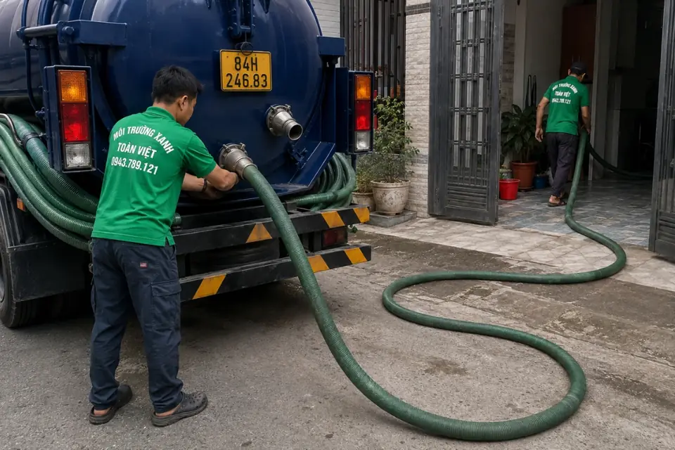 Nhân viên theo dõi đầu ống bên xe