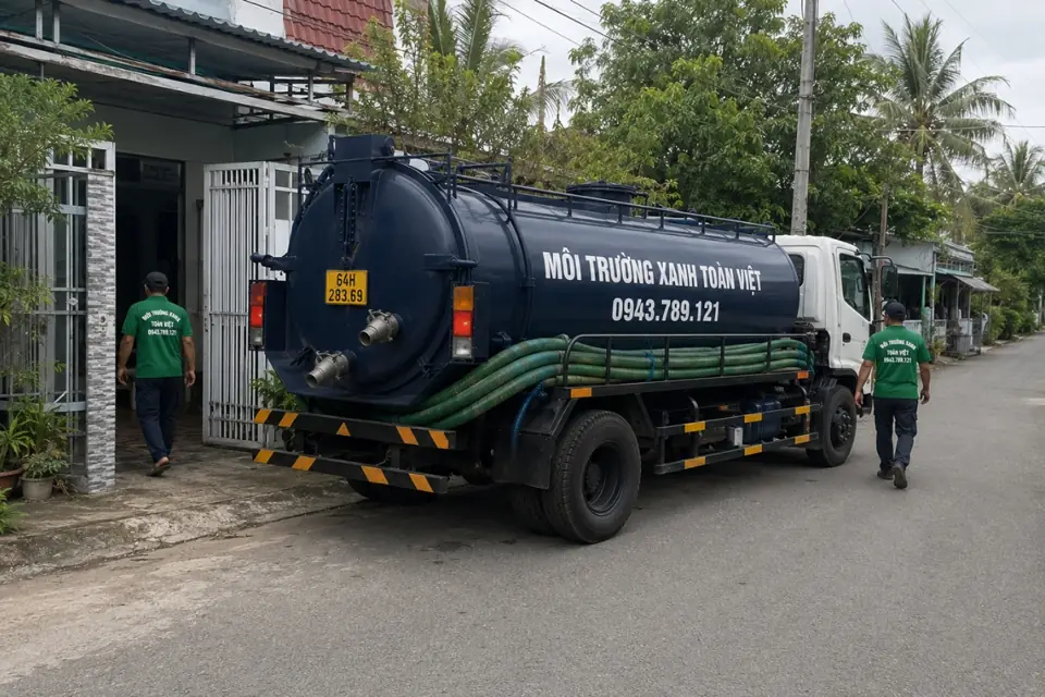 Xe hút của Toàn Việt dừng cạnh nhà dân