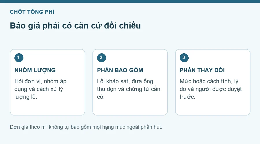 Sơ đồ ba phần cần đọc trong báo giá.