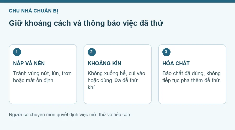 Sơ đồ giữ an toàn quanh điểm mở bể.