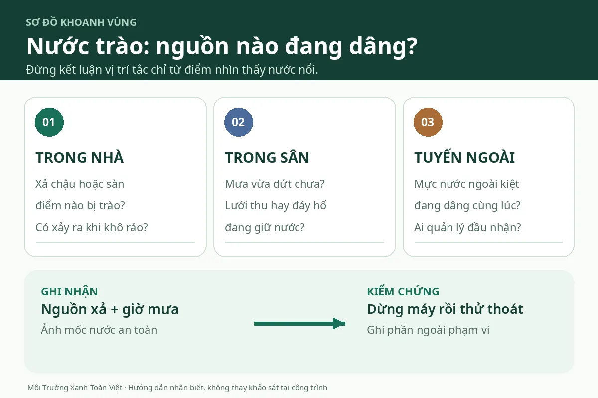 Sơ đồ ba nguồn nước tr&agrave;o v&agrave; c&aacute;c điểm cần ghi nhận