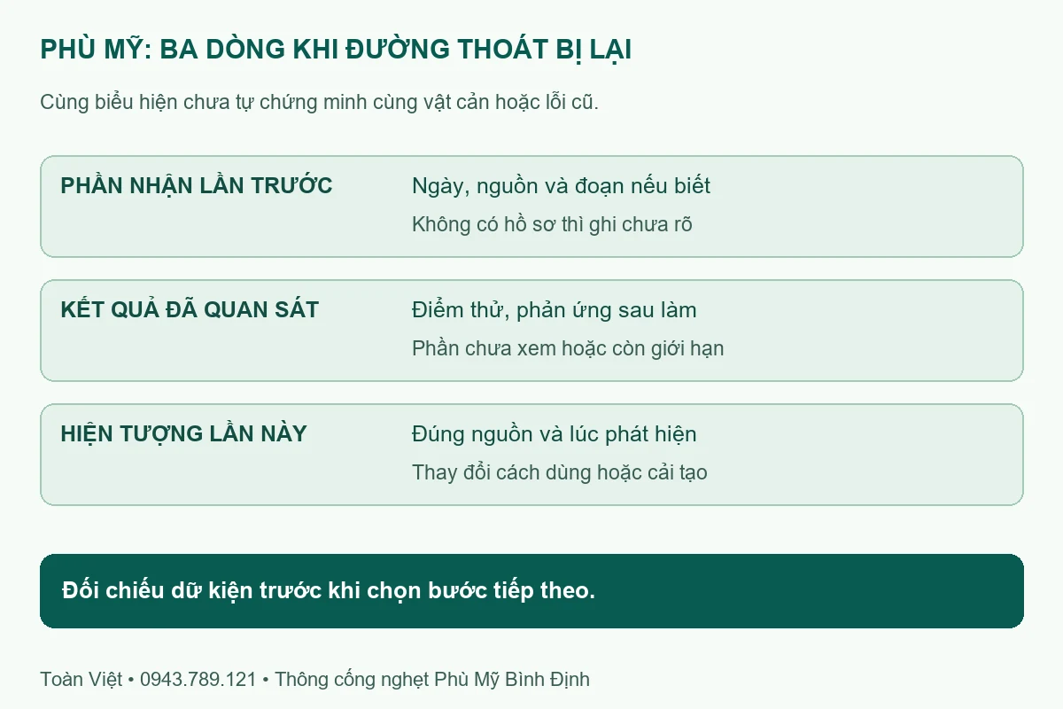 Ba dòng thông tin khi đường thoát Phù Mỹ có biểu hiện trở lại