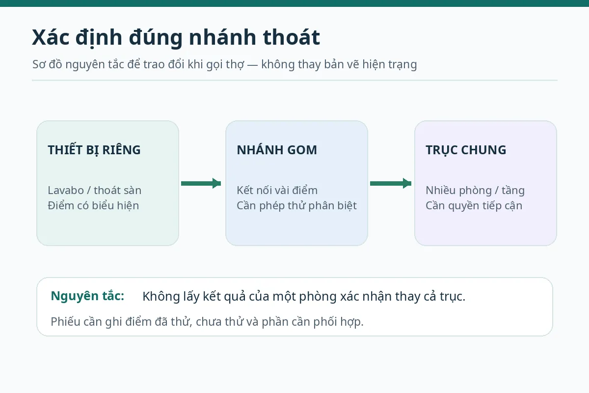 Thông cống nghẹt Sơn Trà giá rẻ uy tín | Toàn Việt 20 Sơ đồ luồng thoát nước từ thiết bị riêng qua nhánh gom đến trục chung