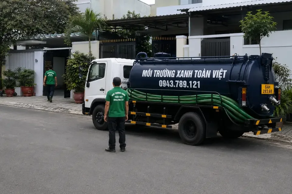 Xe bồn Toàn Việt bên đường, minh họa điều kiện bố trí xe
